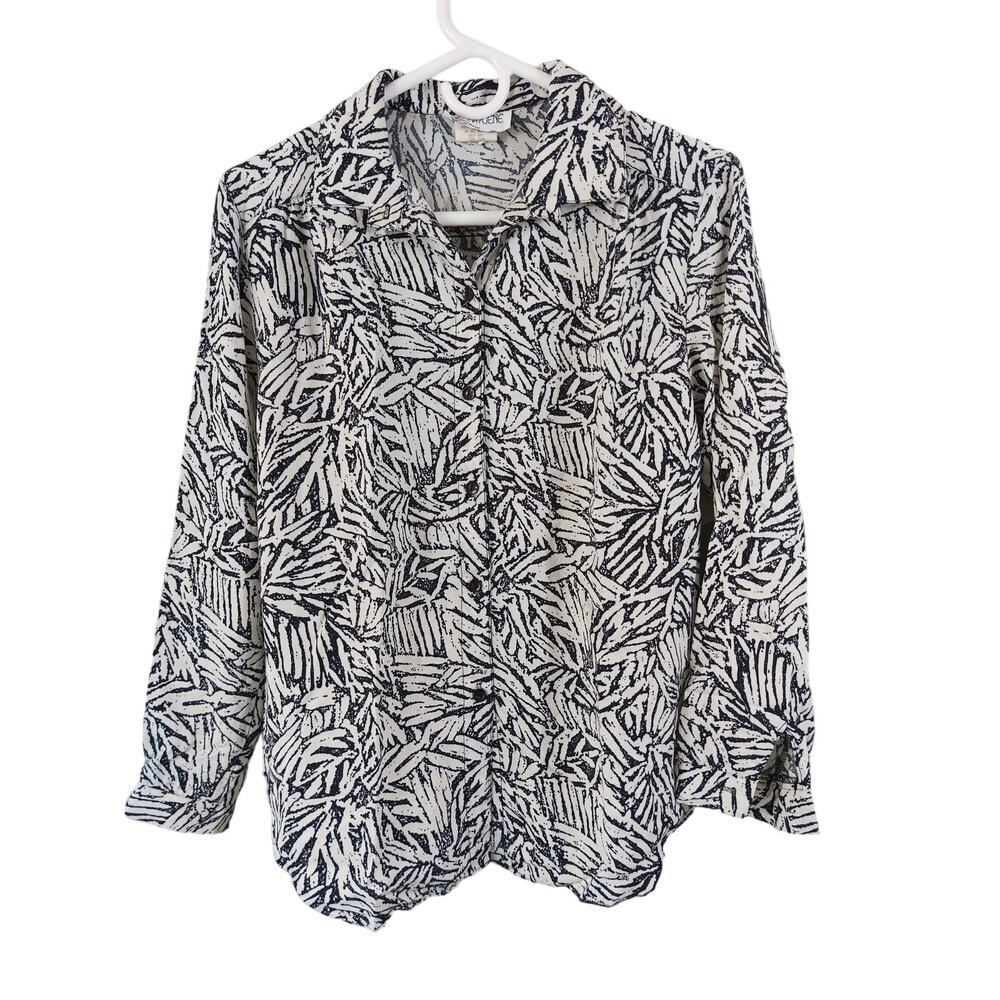Maygene Womens Size Small 100% Rayon Button Up Long Sleeve Office Blouse